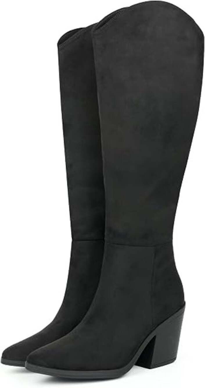 Hawkwell Women's Black Suede Western Knee High Slouch Boots Size 8